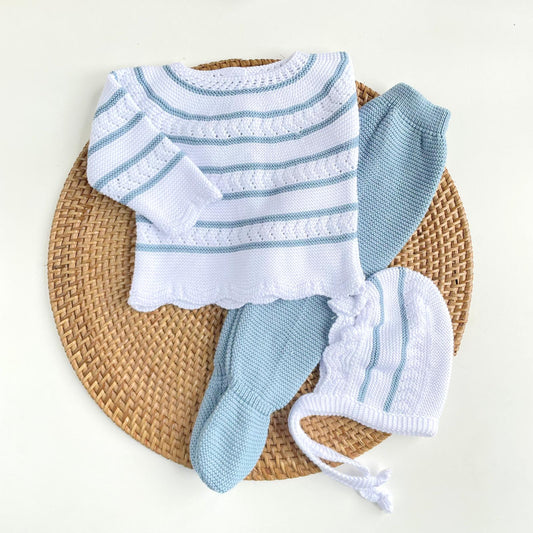 White & Blue Knitted Set